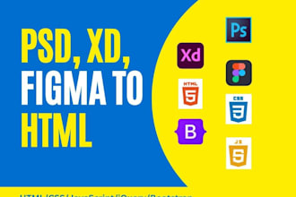 convert PSD to html, figma to html responsive bootstrap, tailwind CSS