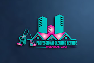 design cleaning service janitorial or commercial 3d logo