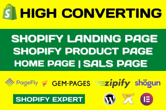 design shopify landing page, product page, sales page using pagefly or gempage