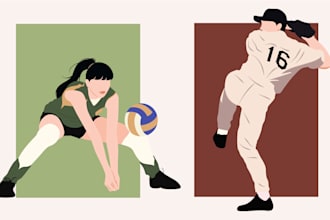 draw custom sport illustrations in vector art