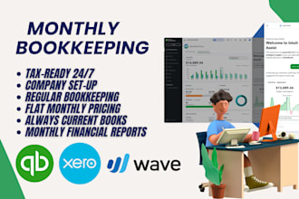 do monthly bookkeeping  using quickbooks online and  xero