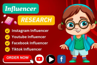 find instagram influencer research, youtube, tiktok influencers list