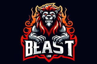 make a high quality angry beast lion mascot logo design for your business