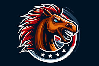 design different angry horse head mascot logo design for you