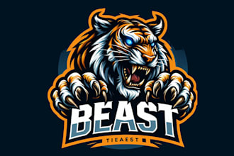 create awesome beast tiger mascot logo design with express delivery