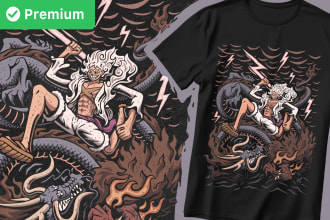 do anime t shirt design in retro vintage style illustration