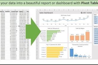 create excel pivot tables, graphs, vlookup, dashboards