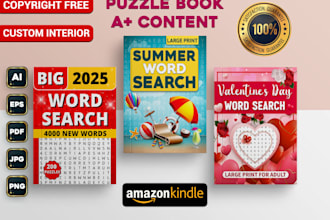 create word search, sudoku, mazes and crossword puzzle book for amazon kdp