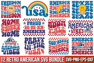 american svg bundle, retro svg, svg design