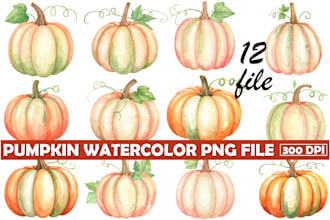 watercolor clipart bundle, png file