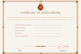 design a certificate of authenticity and letterhead