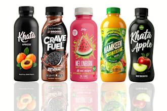 create design for bottle label, juice, wine, gin, whiskey