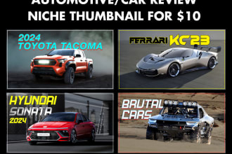 make best and amazing youtube thumbnail for car and automotive channel