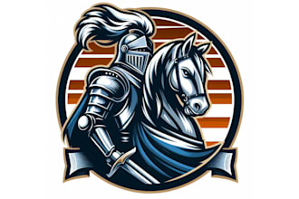 design beautiful knight paladin with horse mascot logo in one day