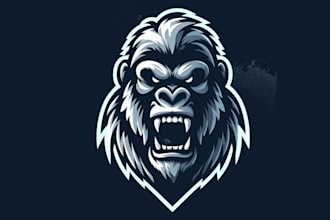 make modern gorilla head mascot logo design for your business