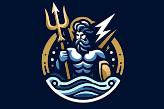 make an amazing poseidon mascot logo design  in one day