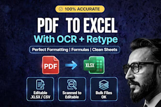 convert PDF to excel with ocr, retype and perfect formatting