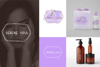 design luxury feminine cosmetic floral boho botanical signature watercolor logo