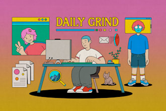 create colorful cartoon and flat style illustration