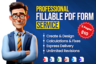create fillable PDF form with data automation within 24 hrs