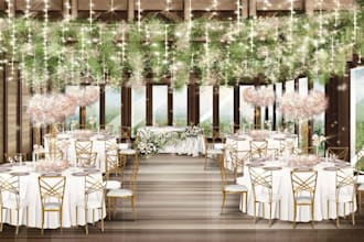 draw sketch illustration for wedding, event, decoration