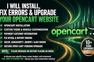 install upgrade, fix errors and bugs in opencart website