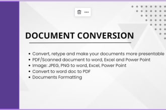 convert PDF to word and excel, scanned to word, excel, data entry