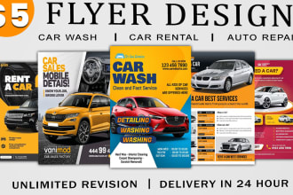 design car wash flyer, car rental flyer, car show flyer