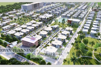 design exterior 3d masterplan with landscape rendering animation