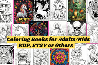 design amazon kdp adult coloring low content book cover interior pages for kids