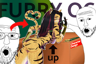 draw cute anime comic furry character, furry art or fursona