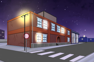 draw anime game background scenery art for visual novel