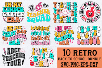 retro teacher svg design bundle, retro back to school svg bundle