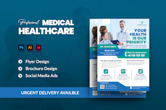 design medical health care flyer or one pager marketing materials