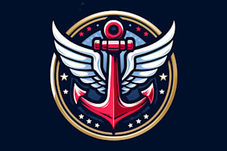make an amazing anchor with wings mascot logo in one day