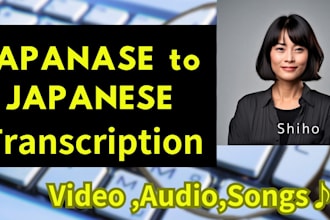 transcript japanese video,audio,songs  in japanese