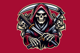 create beautiful grim reaper samurai logo mascot only 12 hours