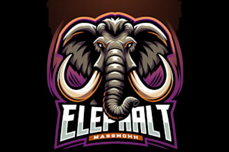 design high quality elephant mammoth head mascot logo for you
