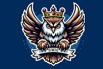 design outstanding king owl mascot logo for you with express delivery