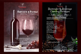 design an elegant bar, cafe, or any kind of restaurant menu