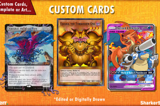 design custom cards, template, artwork for any trading card game