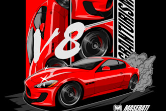 draw vector cartoon car illustration for your t shirt