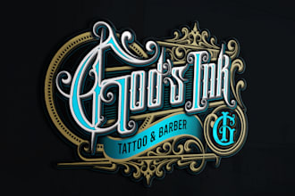 create vintage logo for tattoo studio and barbershop