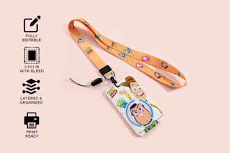 design id badge, name card, press pass, lanyard, ribbon