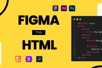 convert figma to html, xd to html, psd to html css  bootstrap