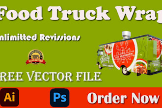design food truck wrap, 3d truck wrap, trailer wrap