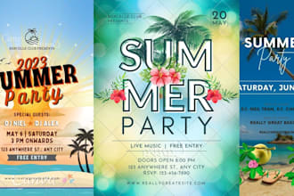 design stunning summer party graphic design flyer and poster for social media