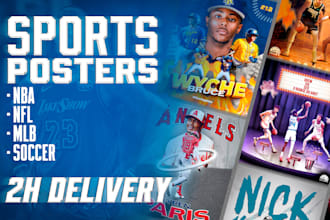 create nba, NFL, mlb, soccer graphic posters