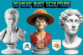 sculpt realistic 3d head bust 3d face likeness 3d character model for printing