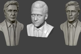 sculpt quality 3d bust, 3d head, 3d face, full body model for 3d printing